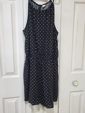 Old Navy Size M Womens Black Polka Dot Tank Romper Sleeveless Summer Beach Dress